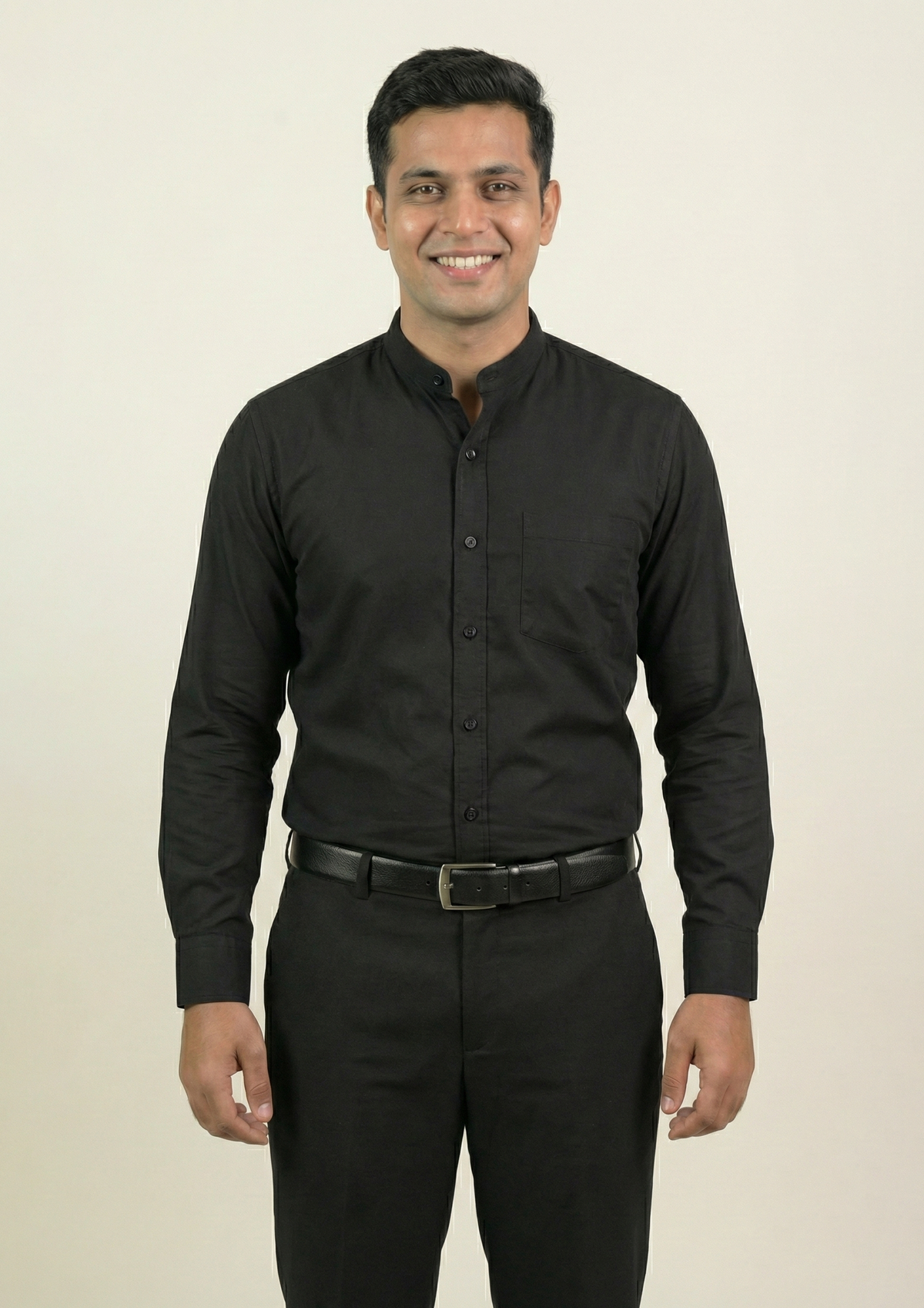 1924R Formal Black Chinese Collar Shirt – Front Office, Waiter & Captain Uniform