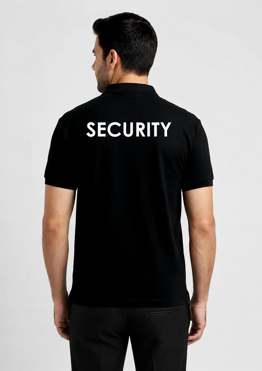 Black Security Uniform Set – Collar Neck T-Shirt, Trouser & P Cap
