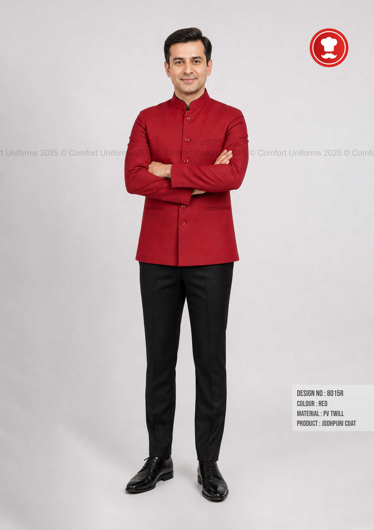 8015R Red Jodhpuri Coat | Restaurant Service & Front Office Uniform