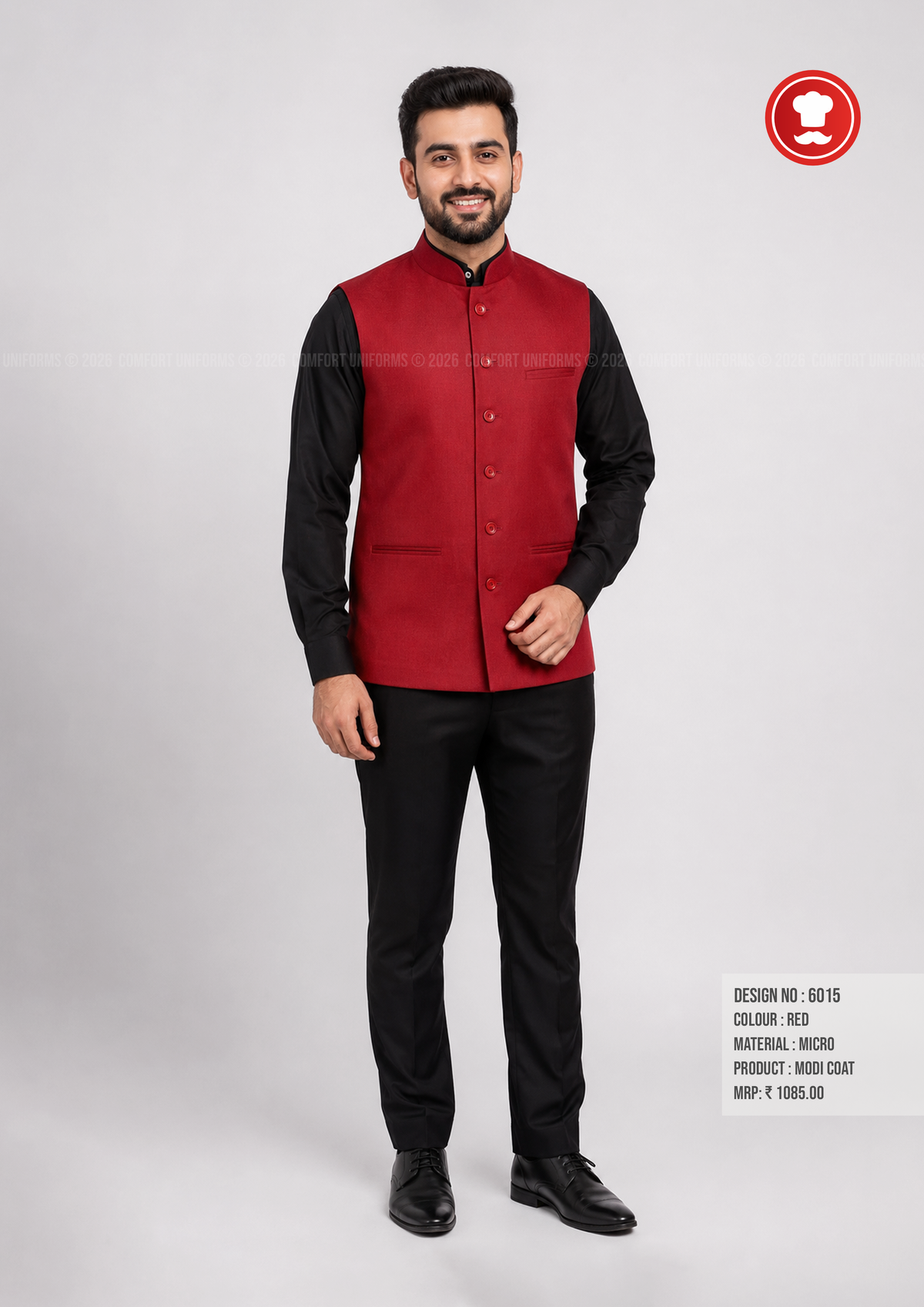 6015 Red Modi Coat | Waiter, Captain & Front Office Uniform