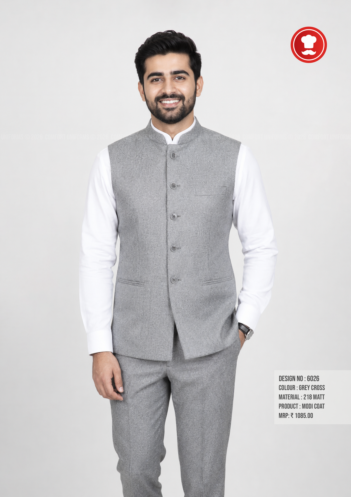 6026 Grey Cross Modi Coat & Trouser Set | Waiter & Captain Uniform