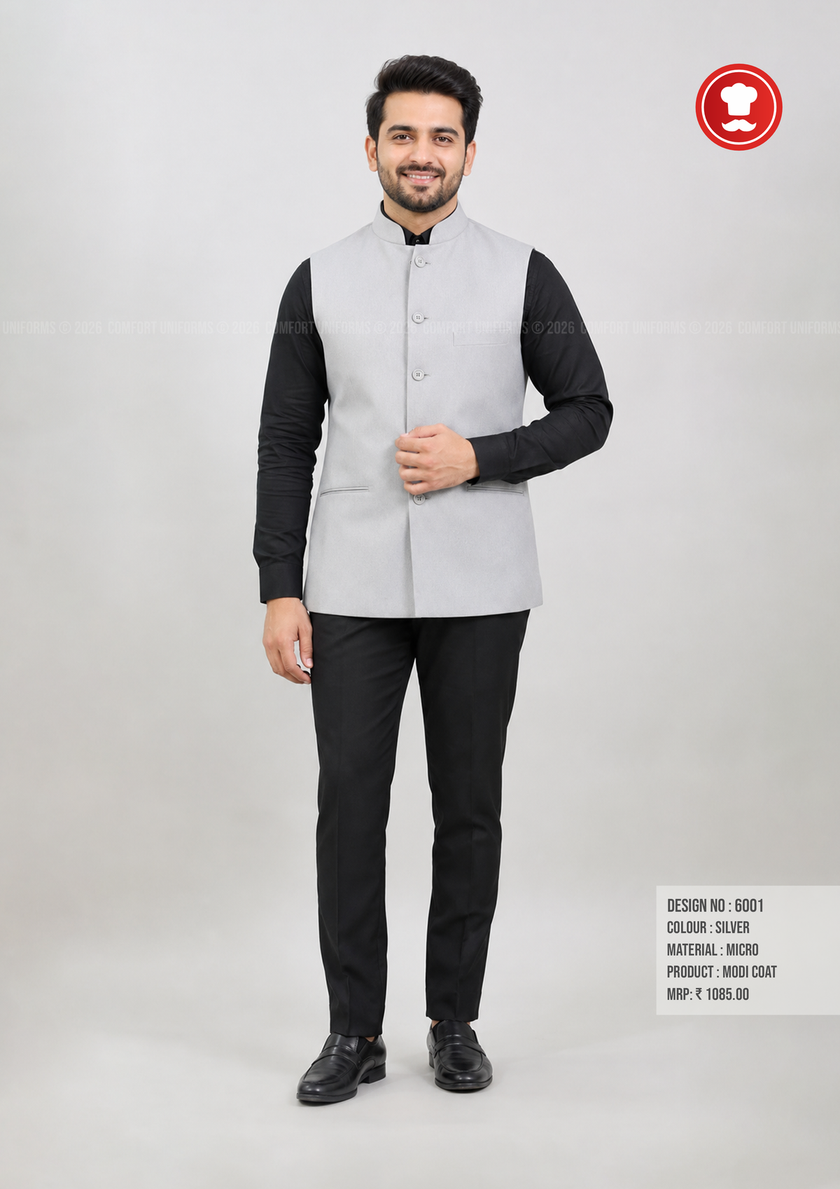 6001 Modi Coat – Silver | Waiter, Captain & Front Office Uniform