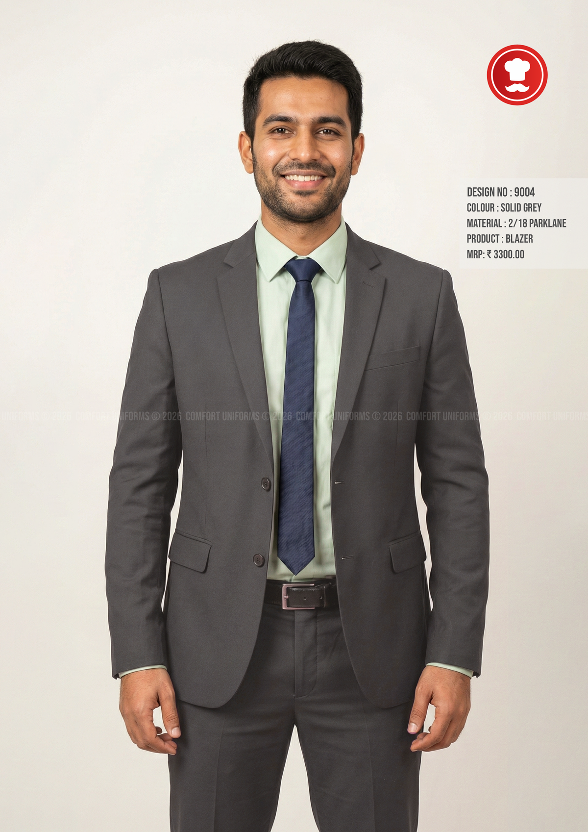 9004 Formal Blazer – Solid Grey | Front Office Manager & Executive Uniform