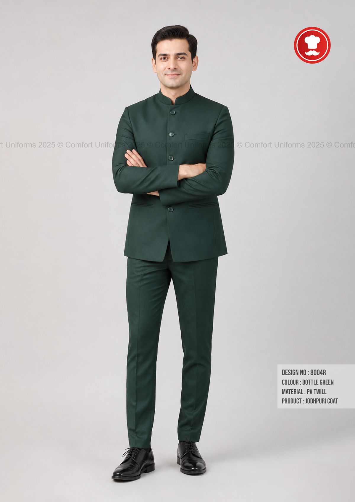 8004R Jodhpuri Coat & Trouser Set – Bottle Green | Service Staff & Front Office Uniform