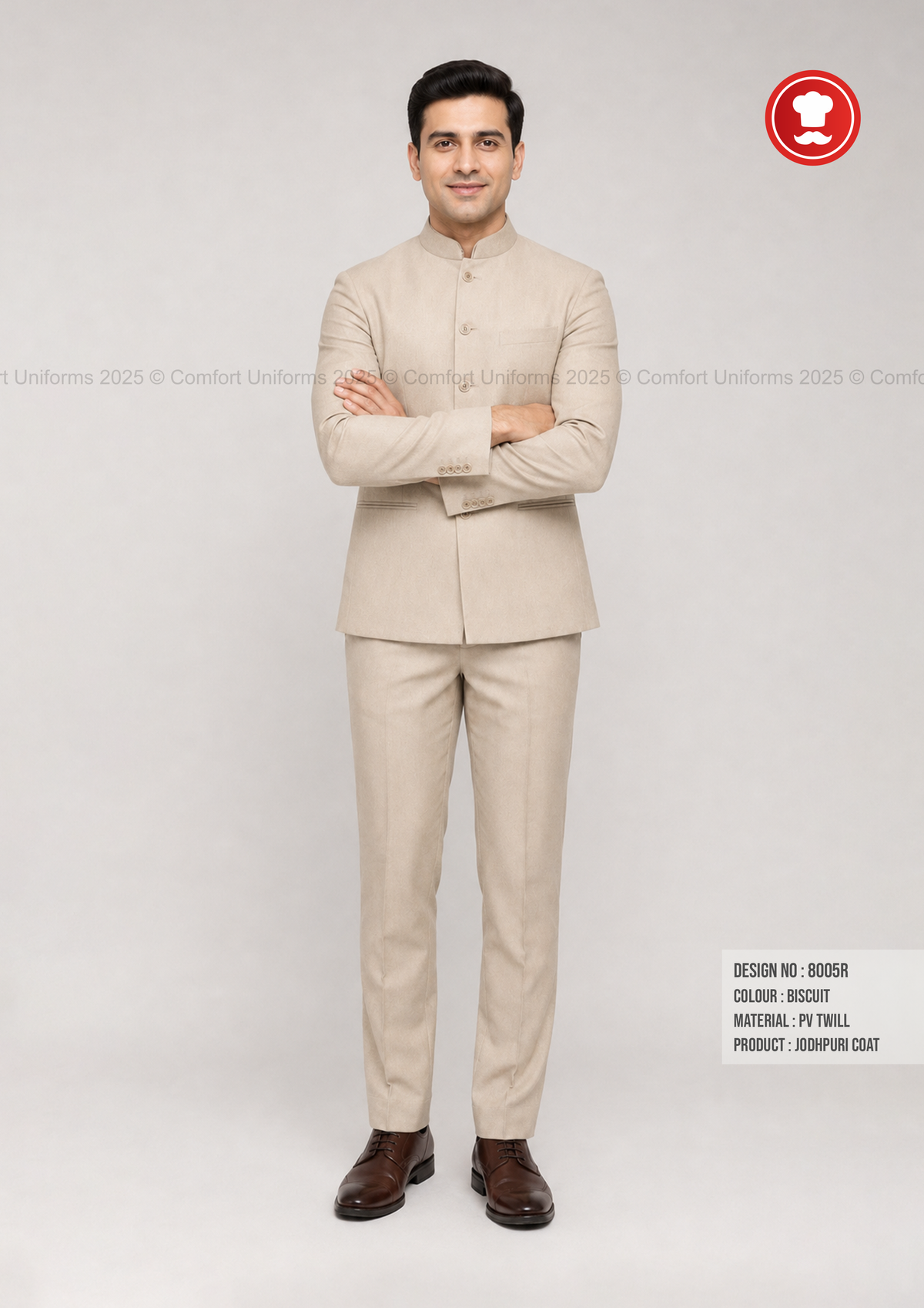 8005R Jodhpuri Coat & Trouser Set – Biscuit | Service Staff & Front Office Uniform