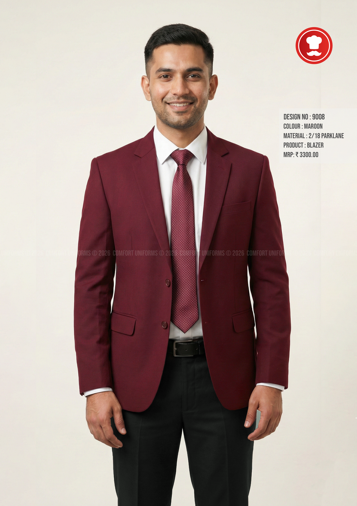 9008 Formal Blazer – Maroon | Front Office Manager & Executive Uniform