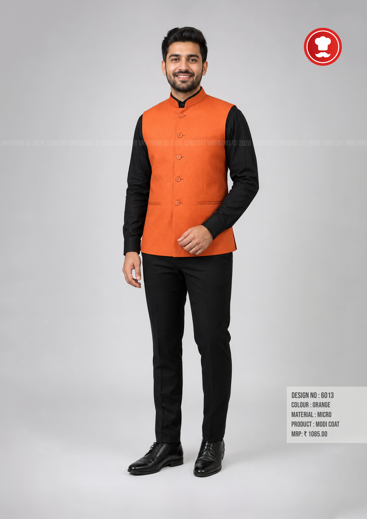 6013 Modi Coat – Orange | Waiter, Captain & Front Office Uniform