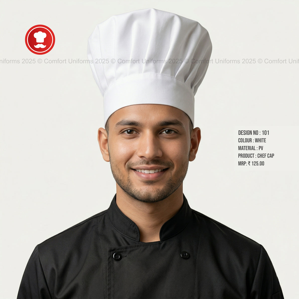 101 White Chef Cap – Classic Professional Chef Toque for Kitchen & Culinary Staff