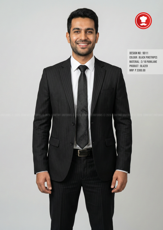9011 Formal Blazer – Black Pinstripes | Front Office Manager & Executive Uniform