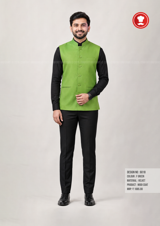 6018 Fluorescent Green Velvet Modi Coat | Waiter & Captain Uniform