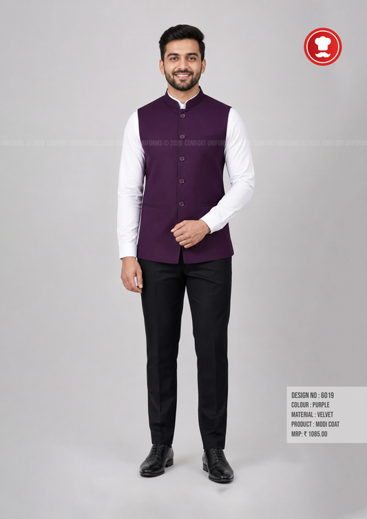 6019 Purple Velvet Modi Coat | Waiter, Captain & Front Office Uniform