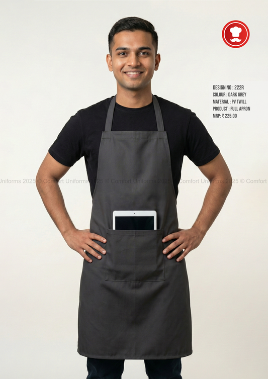 222R Dark Grey Full Apron – Professional Kitchen  Apron