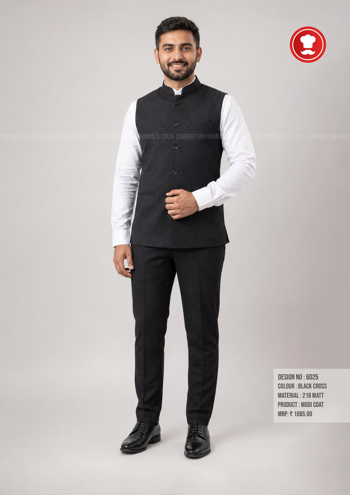 6025 Black Cross Modi Coat & Trouser Set | Waiter & Captain Uniform