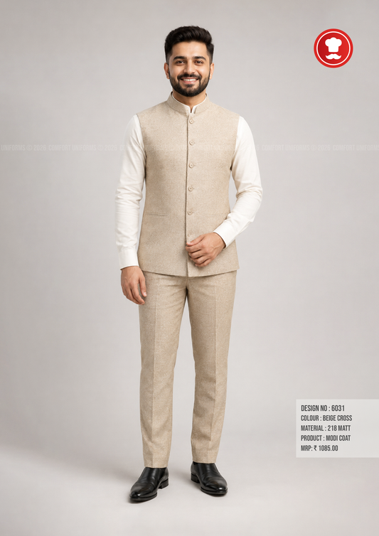 6031 Beige Cross Modi Coat & Trouser Set | Waiter & Captain Uniform