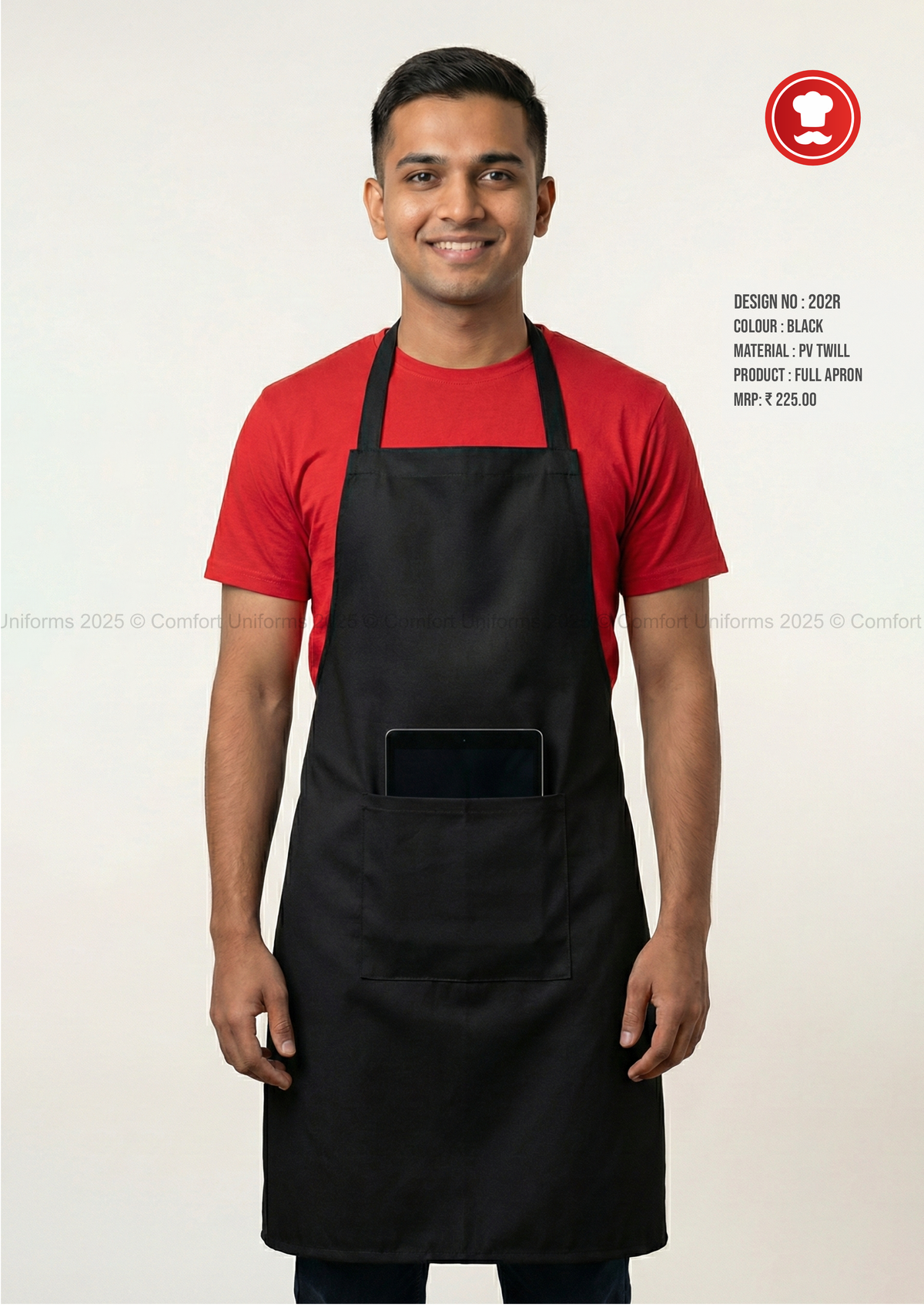 202R Black Full Apron – Classic Professional Kitchen, Café Apron