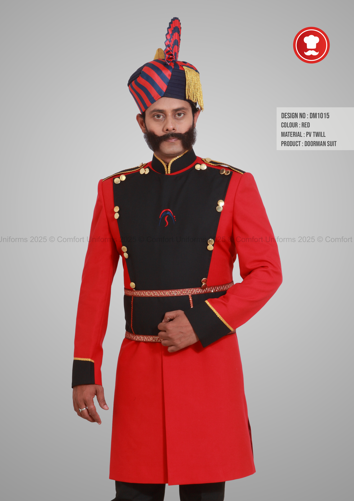 DM1015 Royal Doorman Suit – Red with Black Front Panel