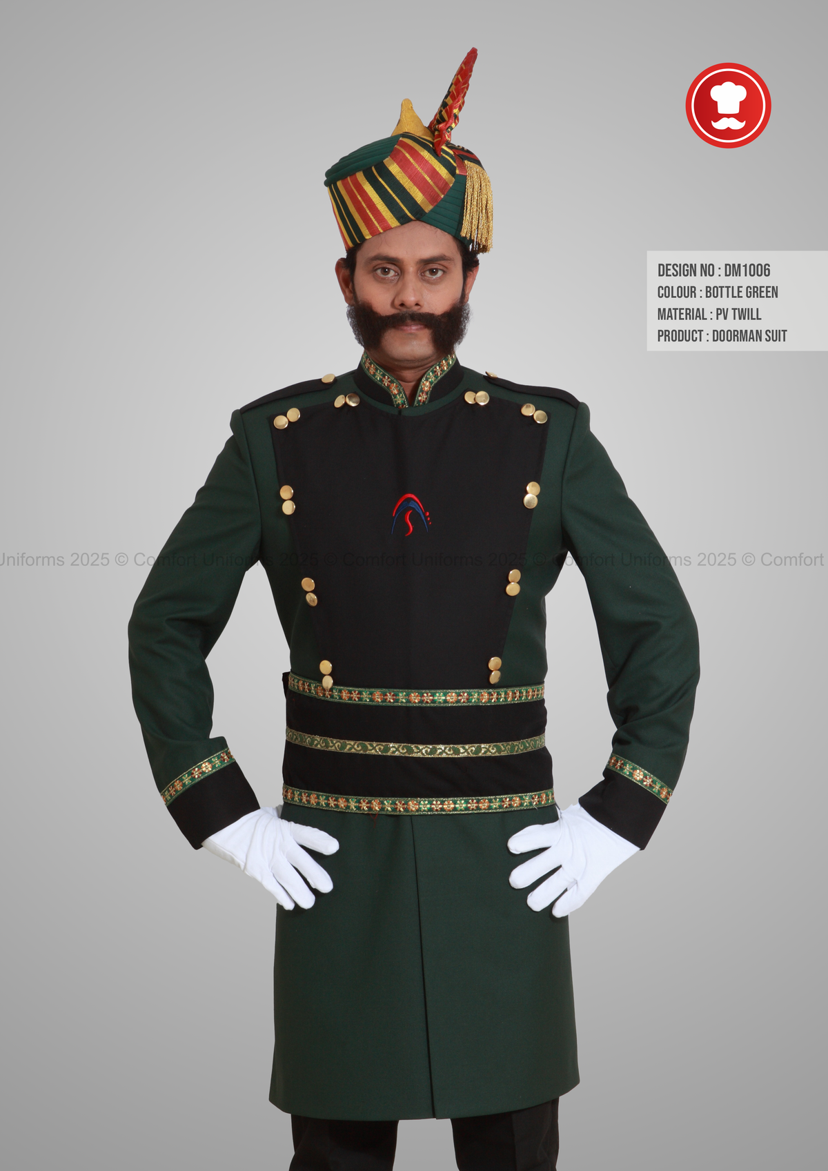 DM1006 Royal Doorman Suit – Bottle Green with Black Front Panel