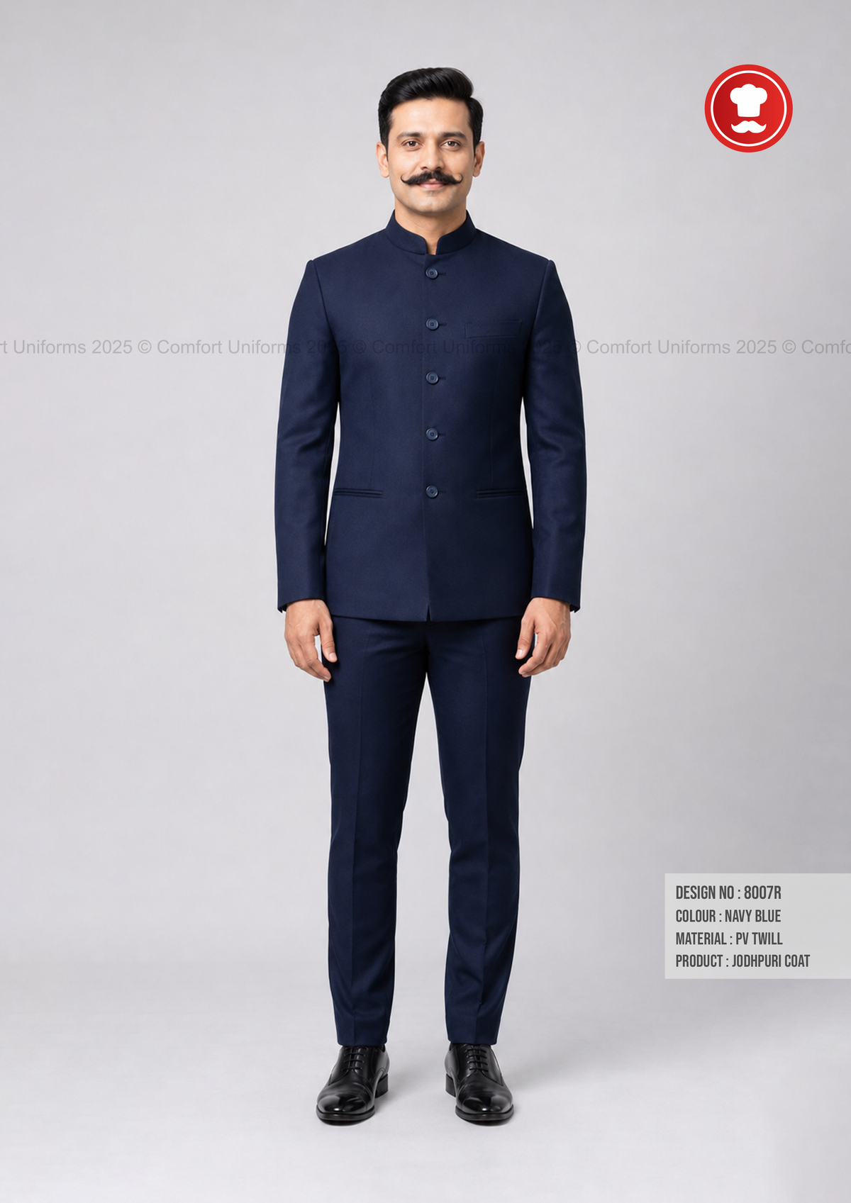 8007R Jodhpuri Coat & Trouser Set – Navy Blue | Service Staff & Front Office Uniform