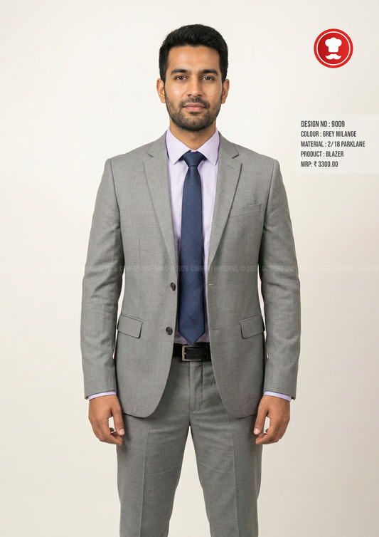 9009 Formal Blazer – Grey Milange | Front Office Manager & Executive Uniform