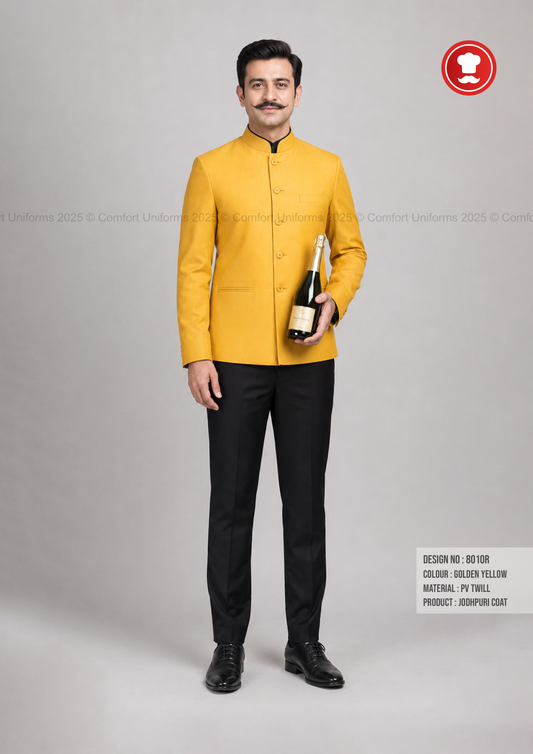 8010R Golden Yellow Jodhpuri Coat | Service Staff & Front Office Uniform