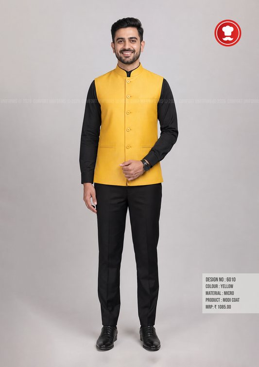 6010 Modi Coat – Yellow | Waiter, Captain & Front Office Uniform