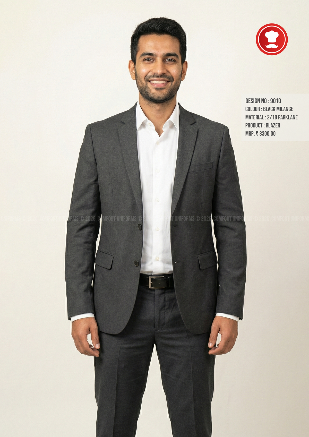 9010 Formal Blazer – Black Milange | Front Office Manager & Executive Uniform