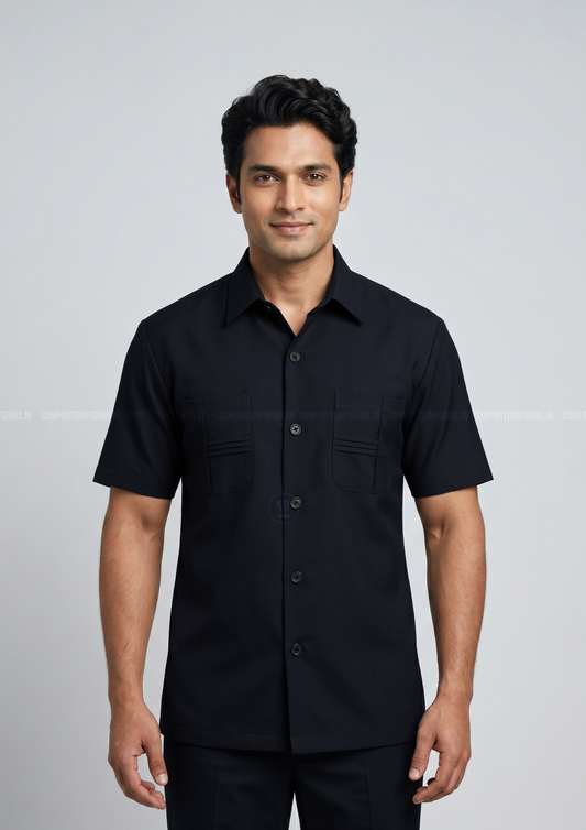 Navy Blue Safari Suit Shirt + Trouser Set