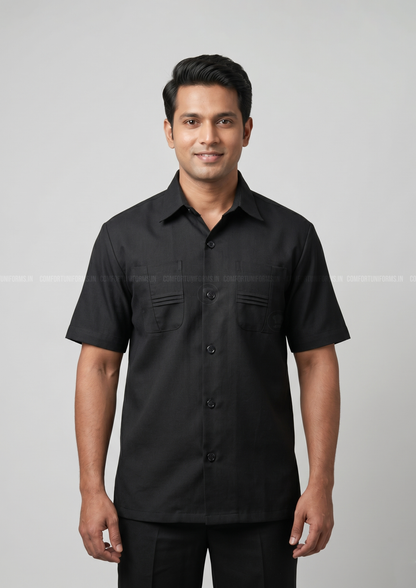 Black Safari Suit Shirt + Trouser Set