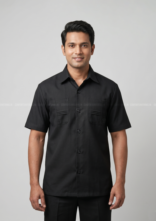 Black Safari Suit Shirt + Trouser Set