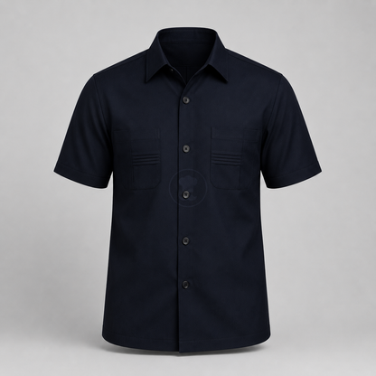 Navy Blue Safari Suit Shirt + Trouser Set