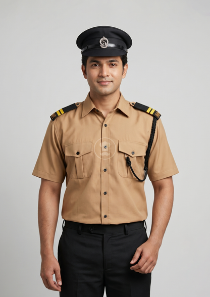 SC05 Biscuit Security Uniform Set with Black Trouser & Complete Accessories Kit